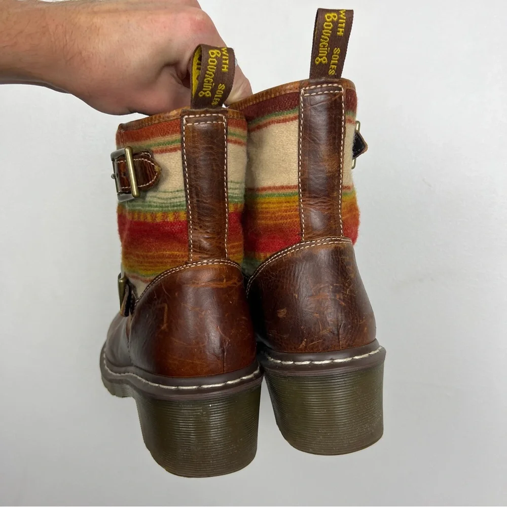Dr Martens x Pendleton RARE Wool Tapestry Panel Leather Boots - Picture 4 of 9